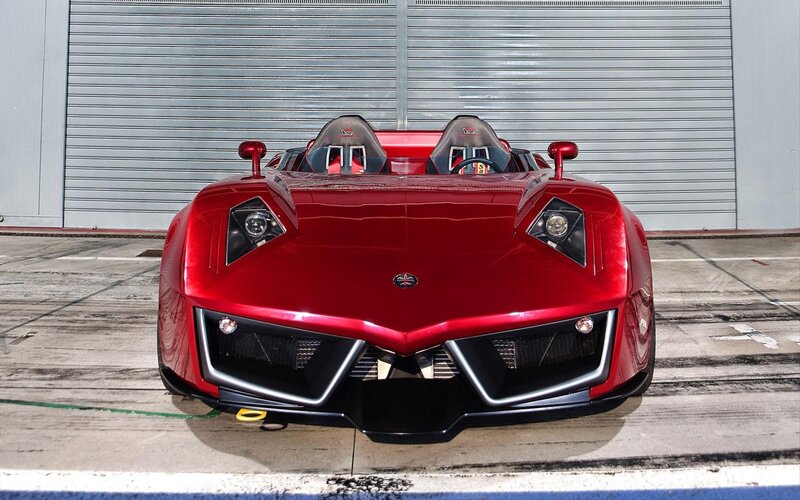 Red Sports Car — Dramatic, Photograph, Garage Door, Seat