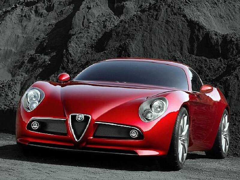 Red Sports Car — Dramatic, Photograph, Mountain
