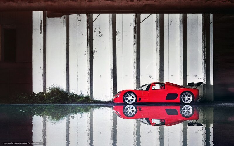 Red Sports Car — Dramatic, Photograph, Puddle