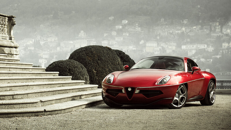 Red Sports Car — Dramatic, Photograph, Stone Steps