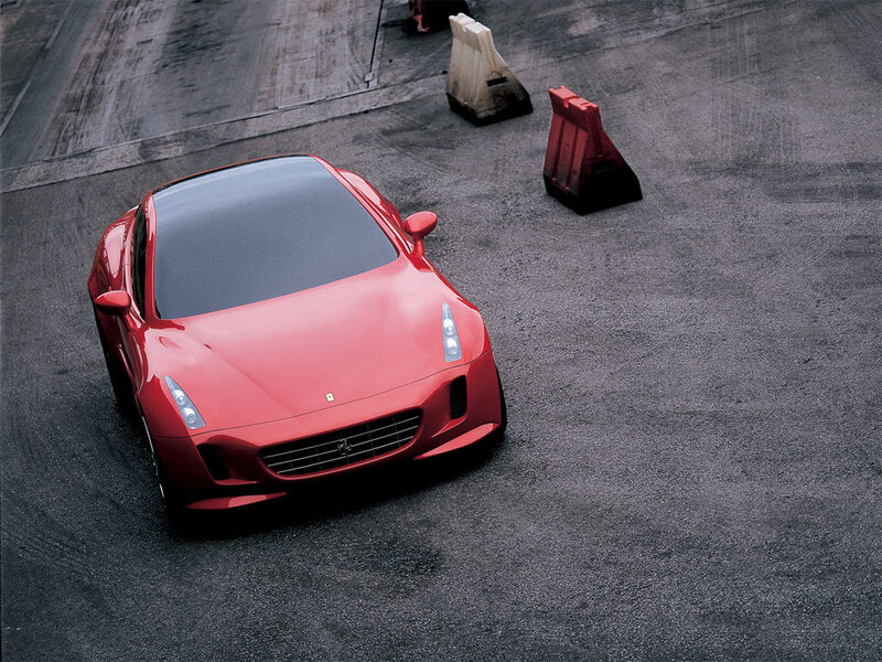 Red Sports Car — Dramatic, Photograph, Traffic Cone