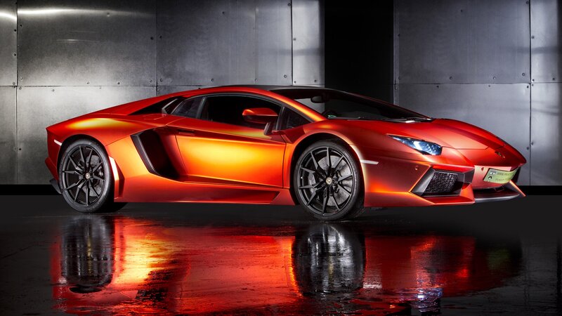 Red Sports Car — Dramatic, Photograph, Wall, Reflection