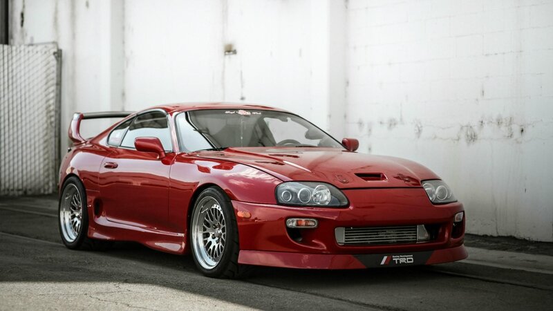 Red Sports Car — Dramatic, Photograph, Wall, Tire