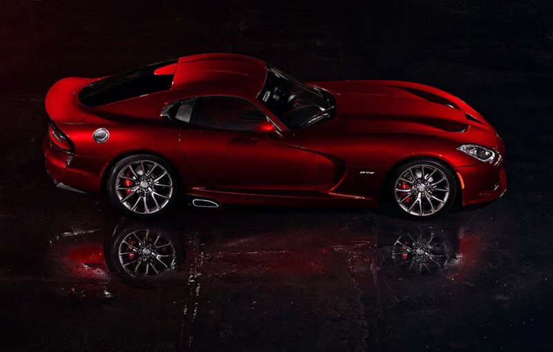 Red Sports Car — Dramatic, Photograph, Wet Floor