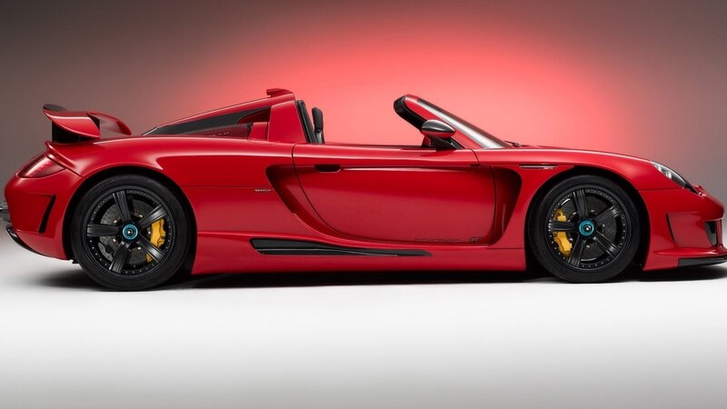 Red Sports Car — Dramatic, Photograph, Wheels, Targa Top, Rear Wing, Black, White, Carrera Gt
