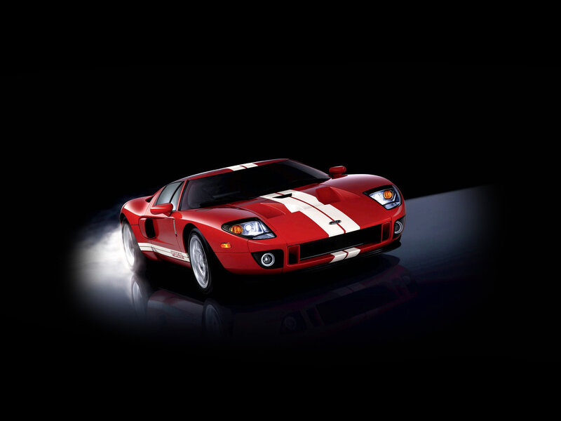 Red Sports Car — Dramatic, Photograph, White Stripes, Headlights, Smoke