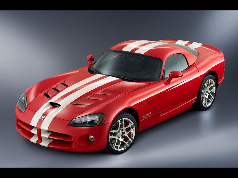 Red Sports Car — Dramatic, Photograph, White Stripes, Silver Wheels