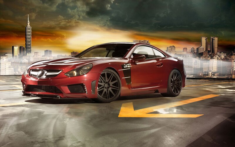 Red Sports Car — Dramatic, Sunset, 3d Render, City Skyline