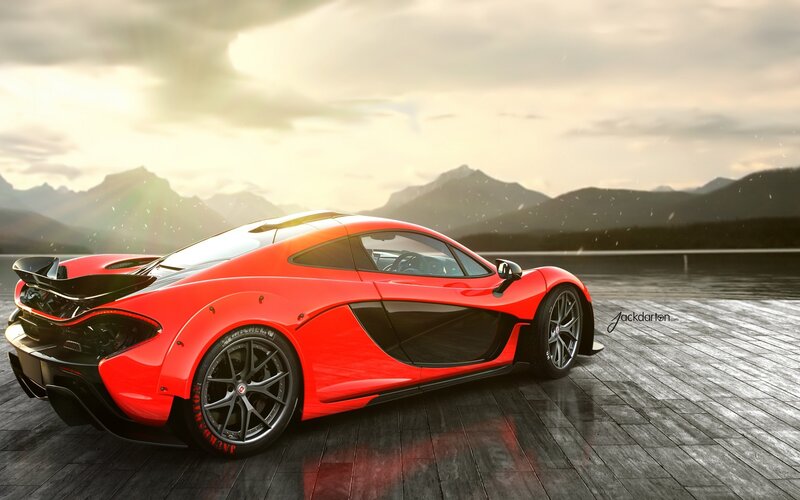 Red Sports Car — Dramatic, Sunset, 3d Render, Mountains