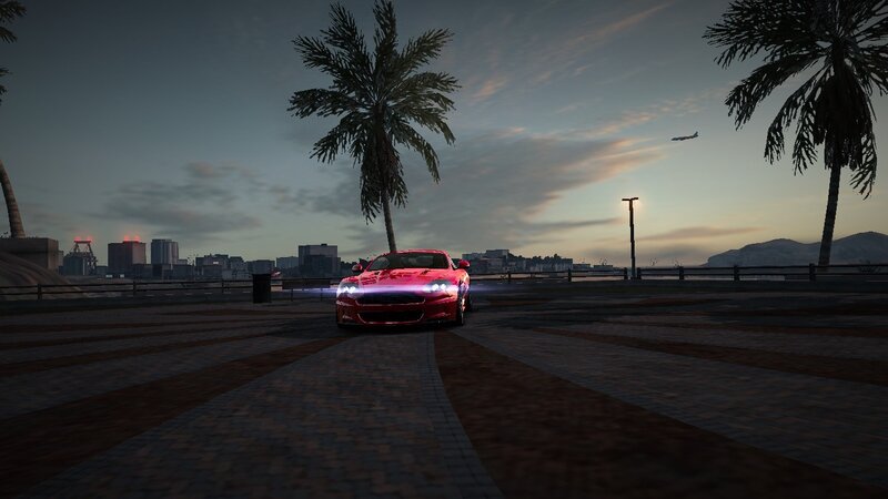 Red Sports Car — Dramatic, Sunset, 3d Render, Palm Tree