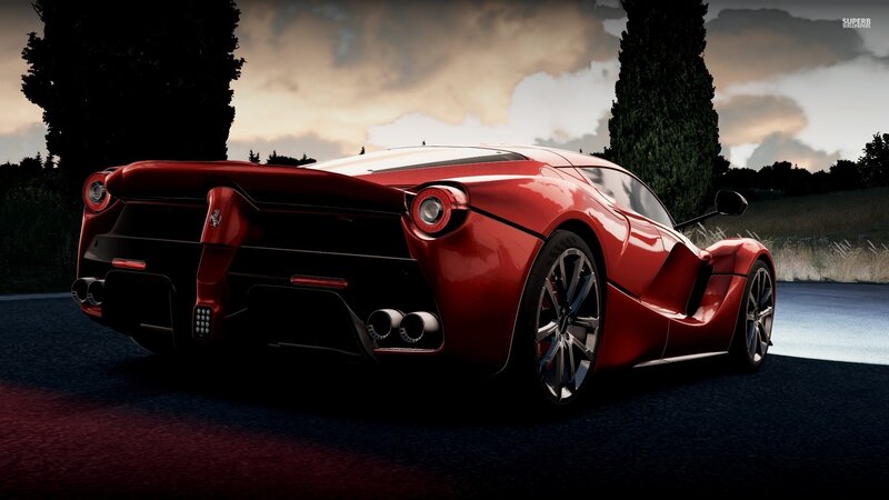 Red Sports Car — Dramatic, Sunset, 3d Render, Road, Trees