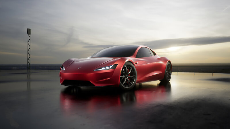 Red Sports Car — Dramatic, Sunset, 3d Render, Sky, Platform