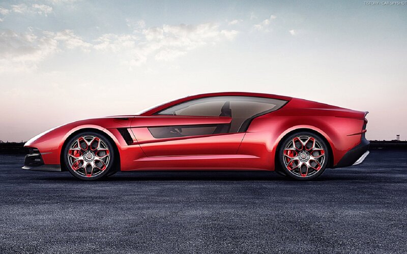 Red Sports Car — Dramatic, Sunset, 3d Render, Sky, Road
