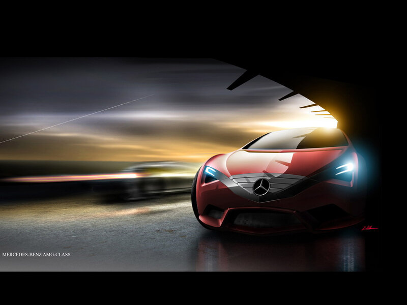 Red Sports Car — Dramatic, Sunset, Digital Art