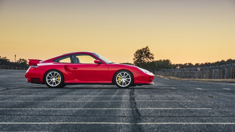 Red Sports Car — Dramatic, Sunset, Photograph, Asphalt