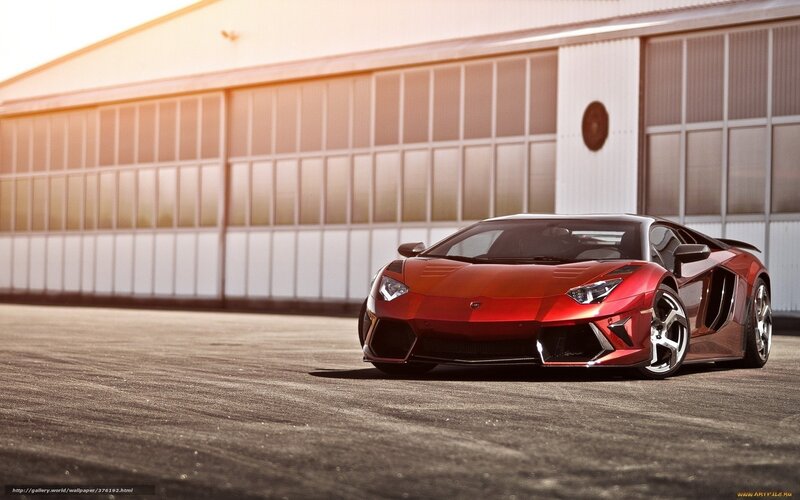 Red Sports Car — Dramatic, Sunset, Photograph, Building, Asphalt, Sunlight