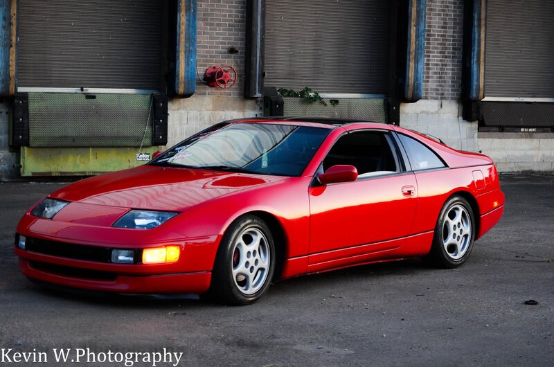 Red Sports Car — Dramatic, Sunset, Photograph, Building, Roll-up Door