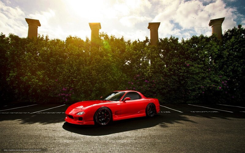 Red Sports Car — Dramatic, Sunset, Photograph, Columns
