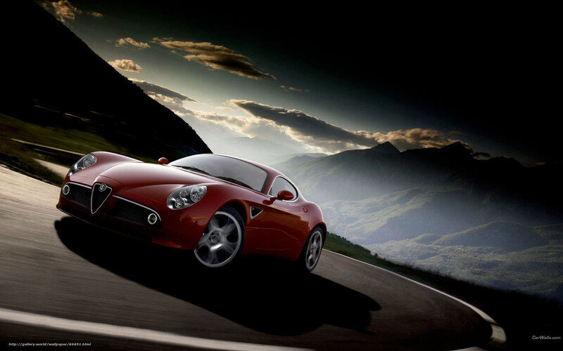 Red Sports Car — Dramatic, Sunset, Photograph, Mountains