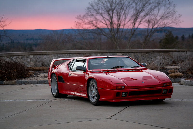 Red Sports Car — Dramatic, Sunset, Photograph, Mountains, Trees