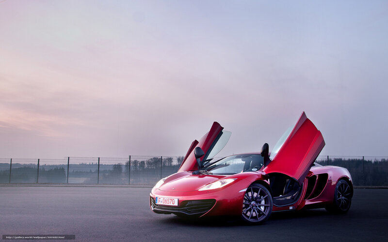 Red Sports Car — Dramatic, Sunset, Photograph, Open Doors, Fence