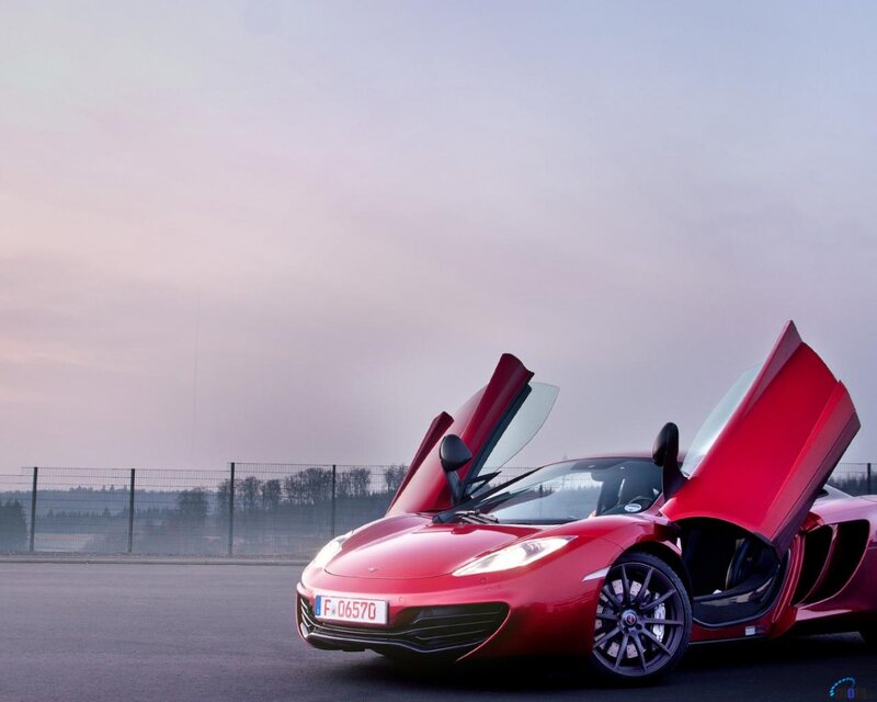 Red Sports Car — Dramatic, Sunset, Photograph, Open Doors
