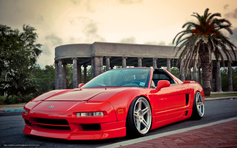 Red Sports Car — Dramatic, Sunset, Photograph, Palm Tree, Building