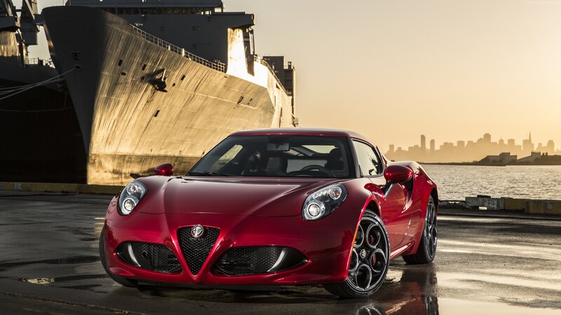 Red Sports Car — Dramatic, Sunset, Photograph, Ship