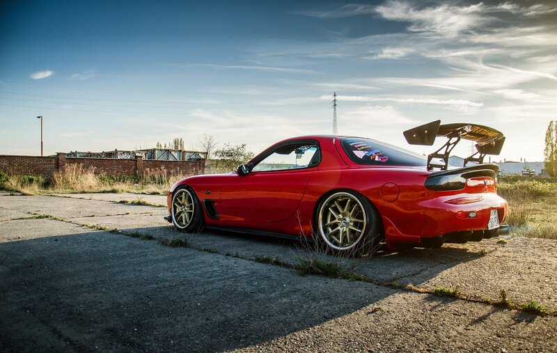 Red Sports Car — Dramatic, Sunset, Photograph, Wings