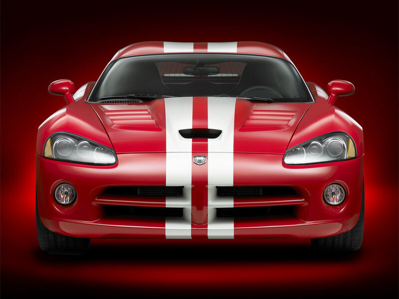 Red Sports Car — Dramatic, White Stripes