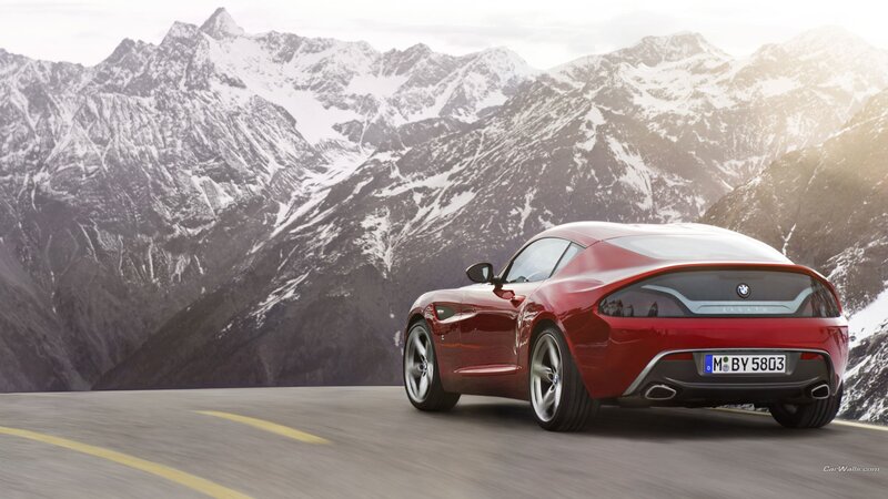 Red Sports Car — Dramatic, Winter, Photograph, Mountains