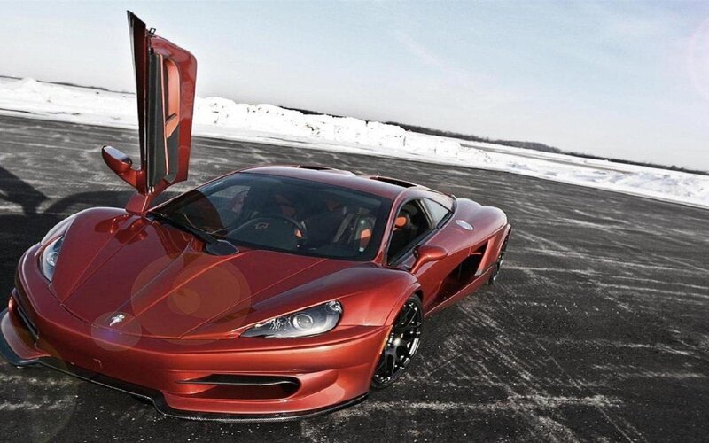 Red Sports Car — Dramatic, Winter, Photograph, Snow