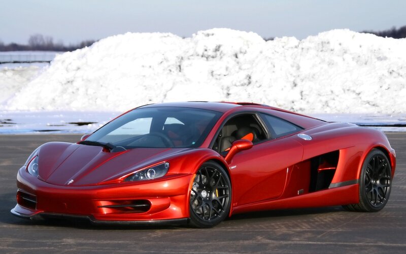 Red Sports Car — Dramatic, Winter, Photograph