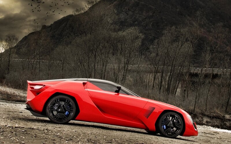 Red Sports Car — Dramatic, Winter