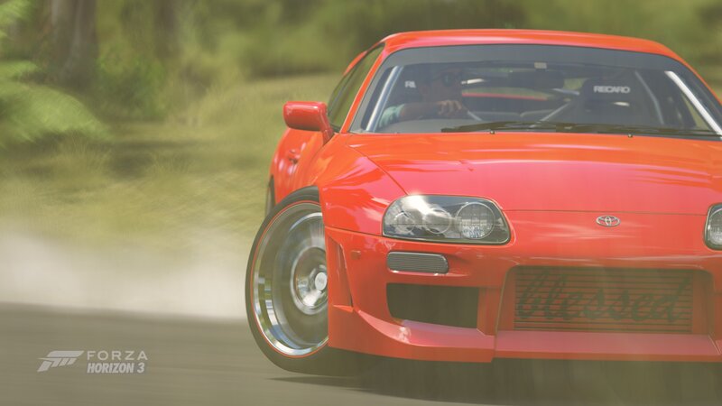 Red Sports Car Drifting — Dynamic, Afternoon, Digital Art