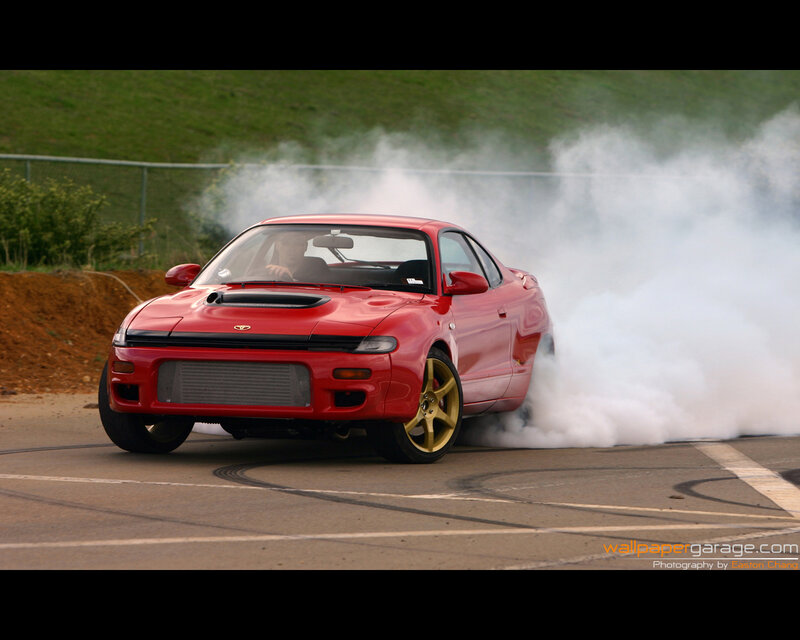 Red Sports Car Drifting — Dynamic, Afternoon, Photograph, Smoke