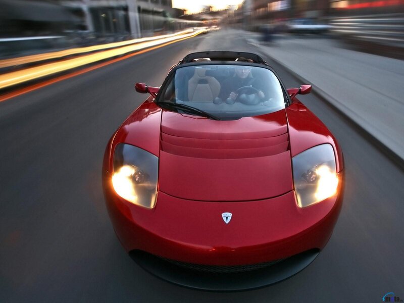 Red Sports Car Driving — Dynamic, Sunset