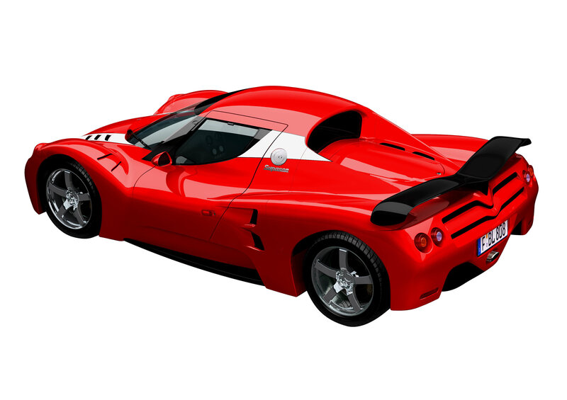 Red Sports Car — Dynamic, 3d Render, Black Spoiler