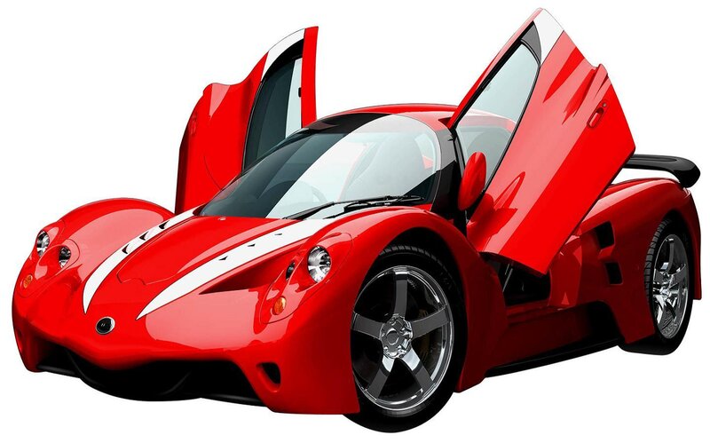 Red Sports Car — Dynamic, 3d Render, Doors