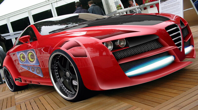 Red Sports Car — Dynamic, 3d Render, People
