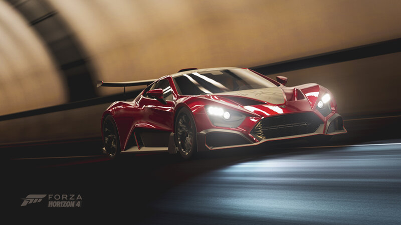 Red Sports Car — Dynamic, 3d Render, Tunnel, Headlights