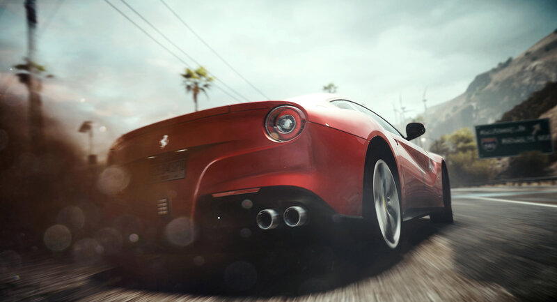 Red Sports Car — Dynamic, Afternoon, 3d Render, Palm Tree