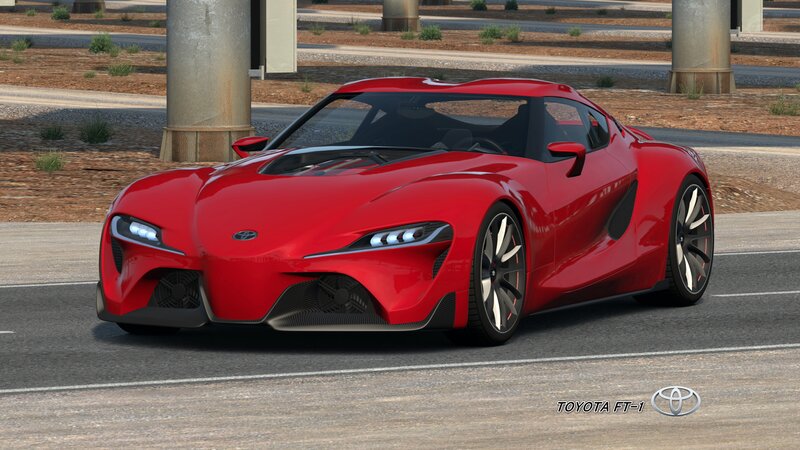 Red Sports Car — Dynamic, Afternoon, 3d Render, Road, Pillars
