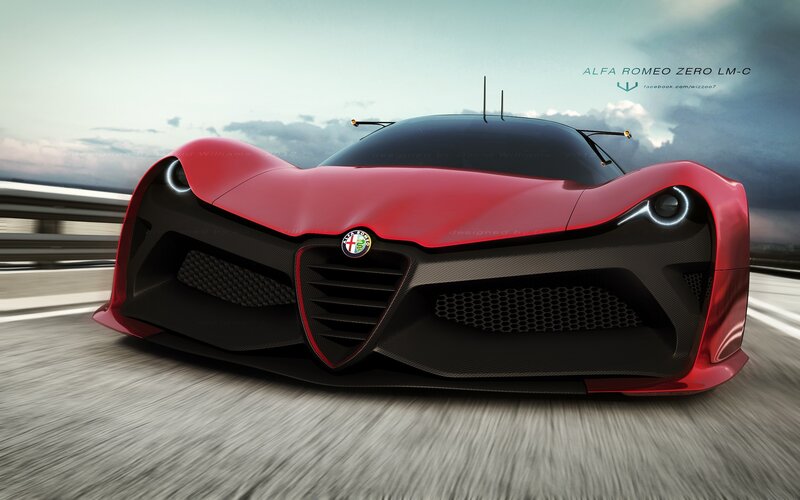 Red Sports Car — Dynamic, Afternoon, 3d Render, Road, Sky