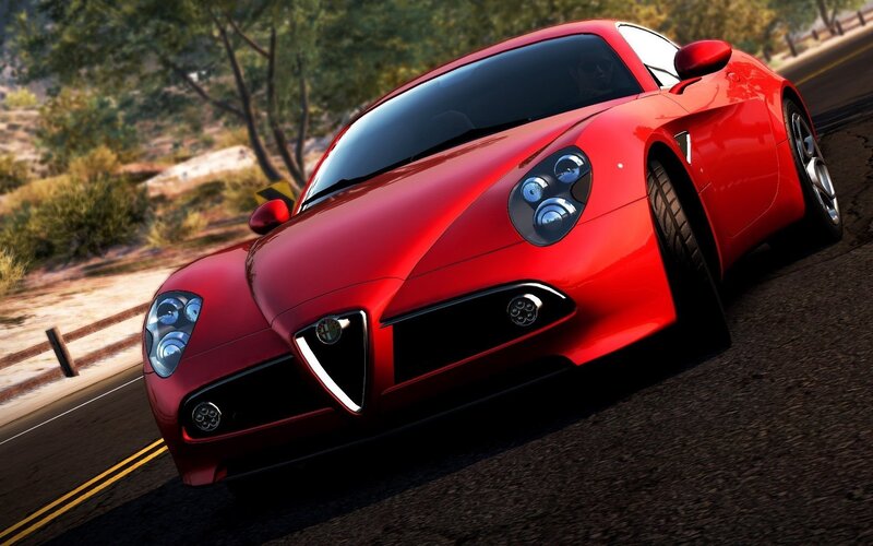 Red Sports Car — Dynamic, Afternoon, 3d Render, Road, Trees, Driver