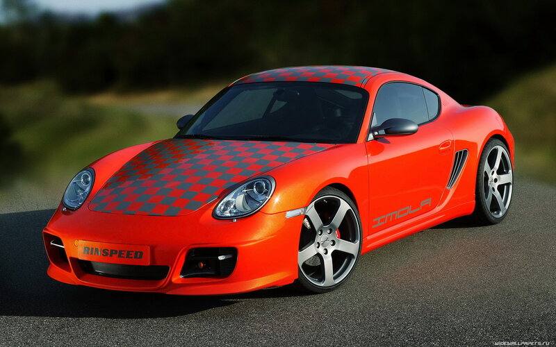 Red Sports Car — Dynamic, Afternoon, Photograph, Checkered Pattern