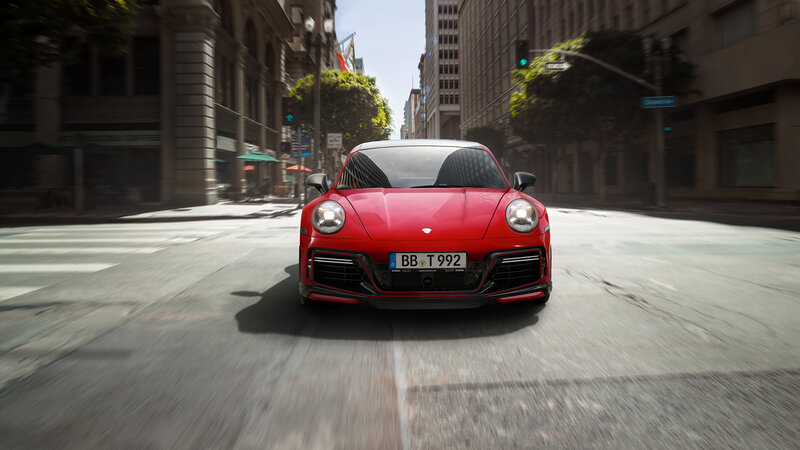 Red Sports Car — Dynamic, Afternoon, Photograph, City Street