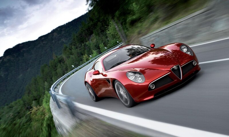 Red Sports Car — Dynamic, Afternoon, Photograph, Mountain Road