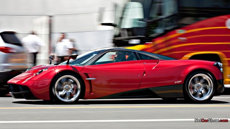 Red Sports Car — Dynamic, Afternoon, Photograph, Road, Bus
