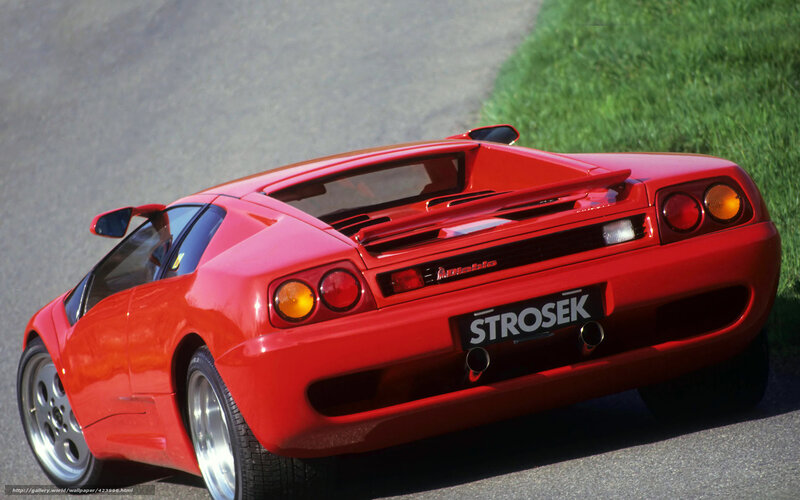 Red Sports Car — Dynamic, Afternoon, Photograph, Road, Grass, Side Mirror